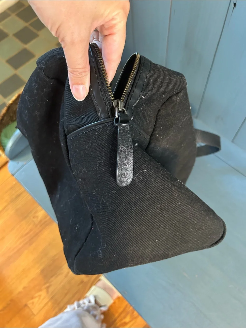 Men's Black Heavy Canvas Weekender Bag w/Leather Straps - Promotional Gear